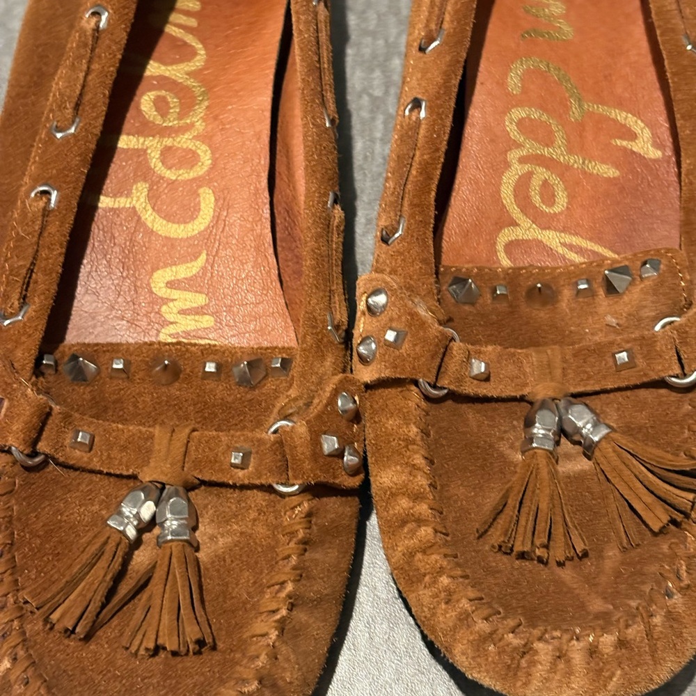 Sam Edelman Tan Suede Moccasins with Tassels